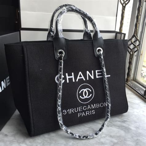 chanel black tote canvas|chanel executive shopper tote.